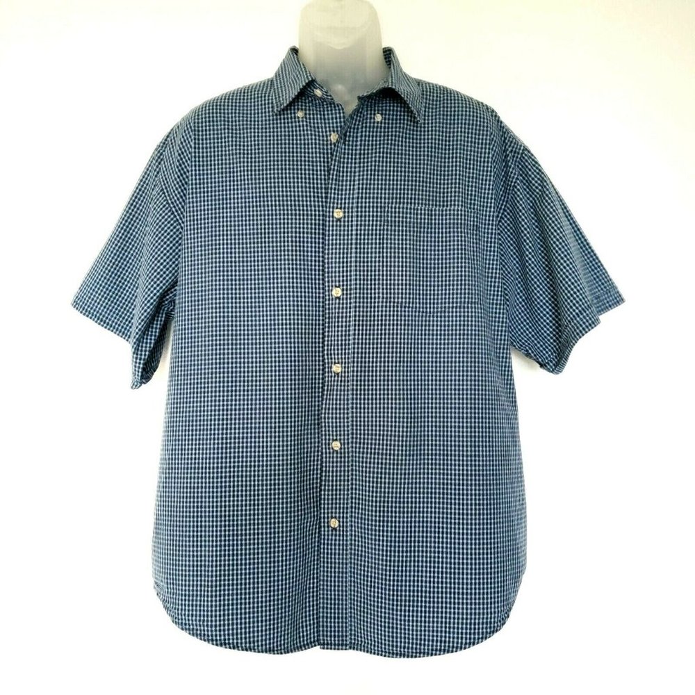 Wrangler‎ Blue Plaid Shirt Short Sleeve Mens Size L
